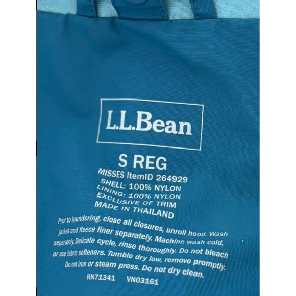 L.L. Bean Jacket S Reg Waterproof Hooded Rain Teal Blue Hiking Travel Gorpcore - Picture 4 of 15